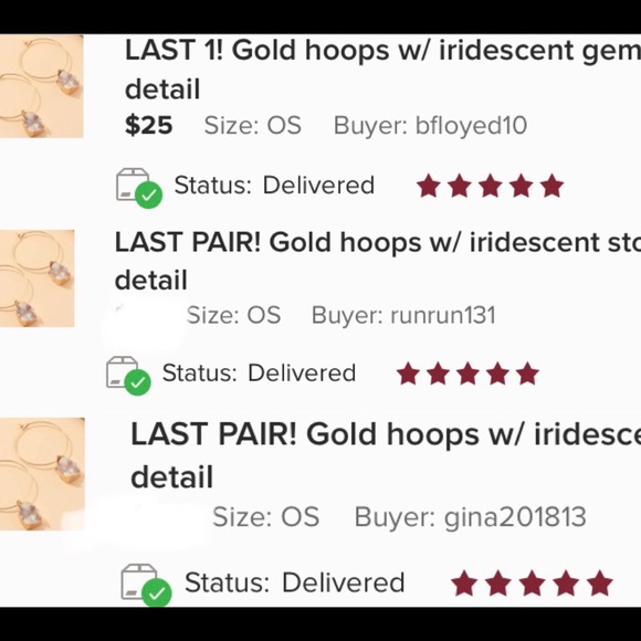 Best seller! Gold iridescent hoops.    stud - Picture 3 of 7